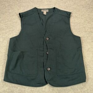 Duluth Trading Co Canvas Vest Mens Large Green Workwear Sport Vest Buckle Back